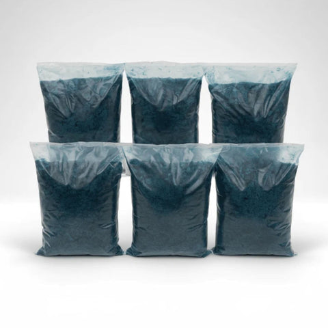 Outdoor Water Solutions Blue Pond Dye  Dry Packs Close-Up View Of Six Sealed Bags