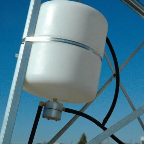 Outdoor Water Solutions Freeze Control Mounted On Metal Windmill Frame On Blue Sky Background