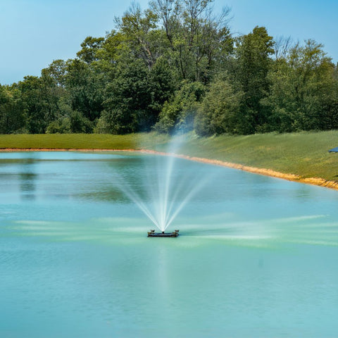 Outdoor Water Solutions Palatial Display Solar Pond Fountain With Nova Spray Pattern On The Water