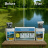 Outdoor Water Solutions Pond Pack Before-And-After Comparison Showing Improved Pond Water
