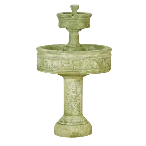 Paestum Two Tier Outdoor Water Fountain with Tall Base With Plain White Background