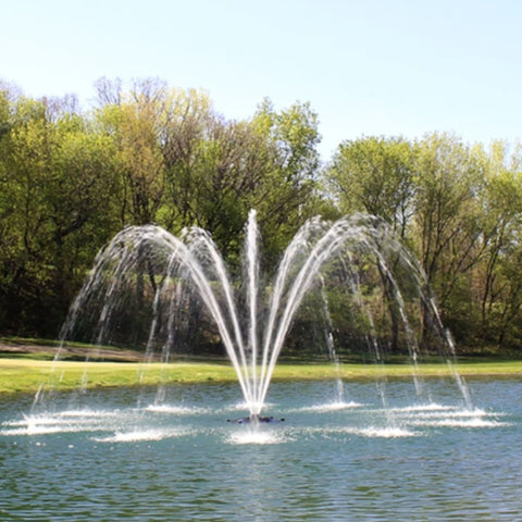 Palm Premium Fountain Nozzle Beneath A Clear Blue Sky And Surrounded By Trees