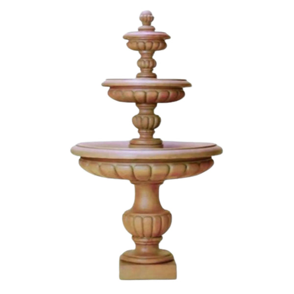 Parigi Three Tier Outdoor Water Fountain With Plain White Background