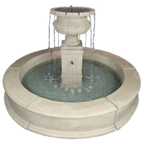 Piazza Aventino Easy Pond Fountain w Copper Spouts With Plain White Background