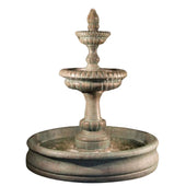 Pioggia Wide Basin Sculpted Tiered Fountain With Plain White Background
