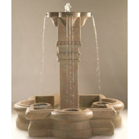 Thumbnail for Plinth Column Outdoor Water Fountain in Quatrefoil Basin With Beige Background