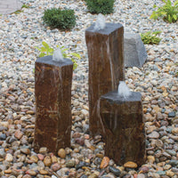 Thumbnail for Polished Top Basalt Rock Column Fountain On Rock-Filled Garden Bed