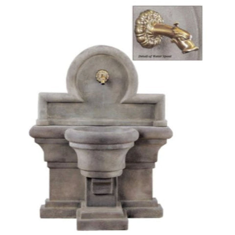 Porta Romana Wall Outdoor Fountain For Spout With Plain White Background