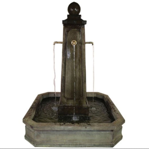 Promenade Carre Pond Fountain for Bronze Spouts With Plain White Background