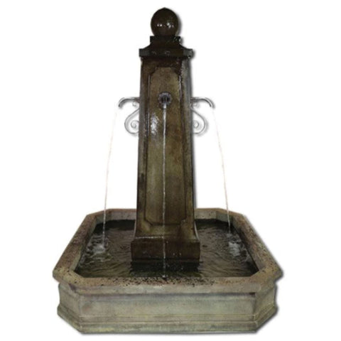 Promenade Carre Pond Fountain for Rustic Spouts With Plain White Background