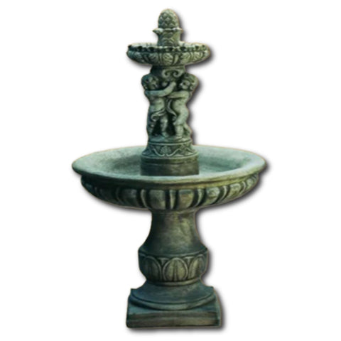 Putti Outdoor Water Fountain With Plain White Background
