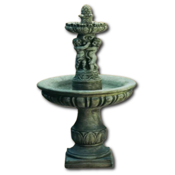 Putti Outdoor Water Fountain With Plain White Background