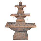 Quadrate Triple-Tier Outdoor Fountain Plain White Background