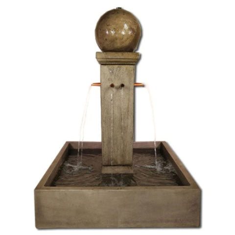 Quadrum Courtyard Fountain with Ball With Plain White Background