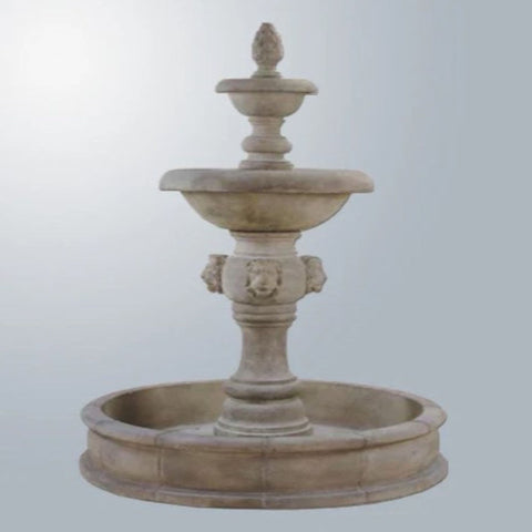 Quattro Lion Two Tier Pond Fountain With Gray Gradient Background
