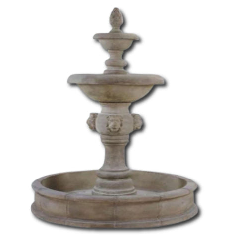 Quattro Lion Two Tier Pond Fountain With Plain White Background
