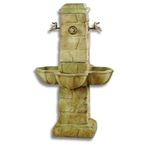 Quattro Rustichella Outdoor Water Fountain for 4 Spout With Plain White Background