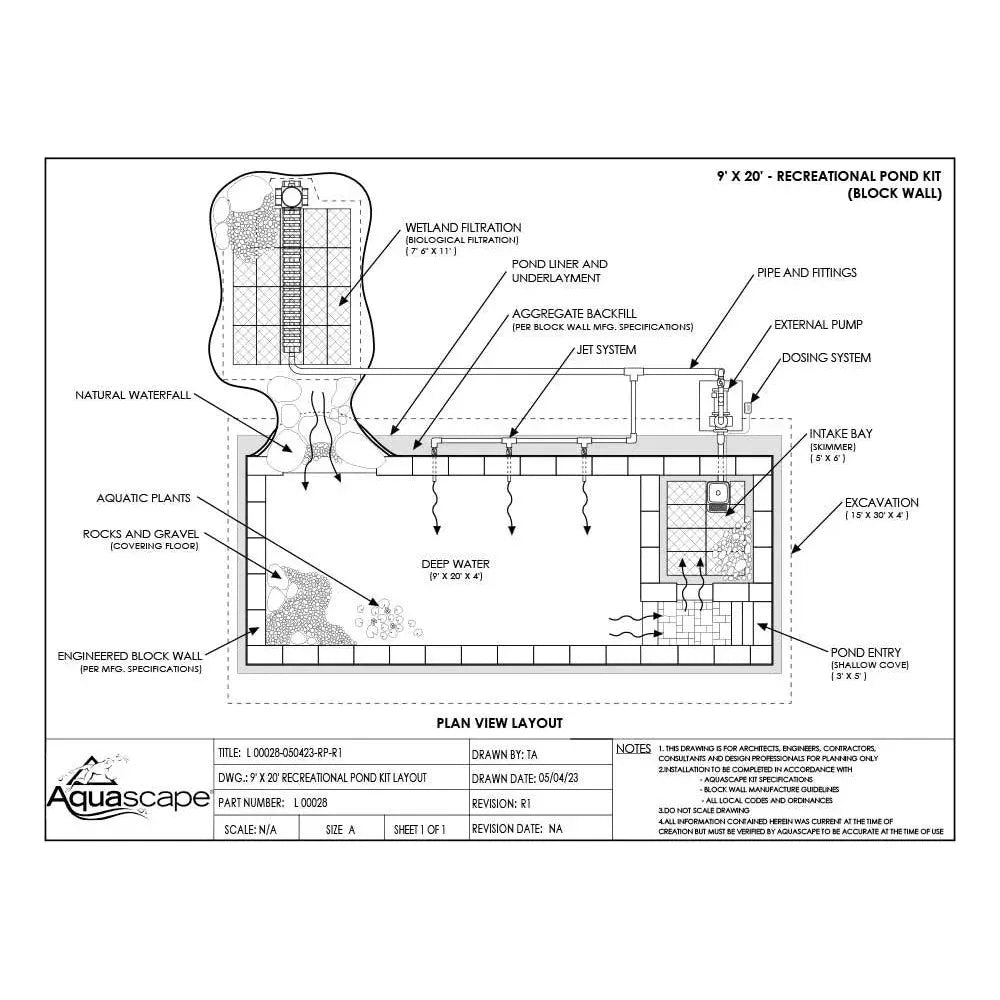 Aquascape Recreational Pond Kit, 9' x 20'