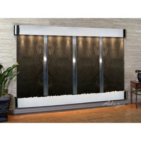 Regal Falls Wall and Water Fountain Black Feather Stone-Stainless Steel-Rounded-White