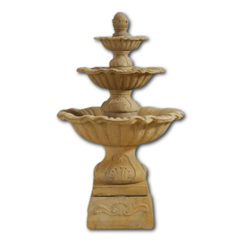 Regina Three Tier Fountain With Base With Plain White Background