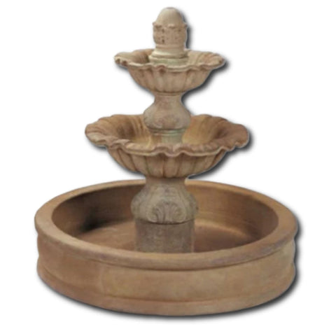 Regina Two Tier Fountain With 37inch Pond Basin With Plain White Background