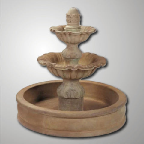 Giannini Garden Regina Two Tier with 37inch Pond Outdoor Fountain With Gray Gradient Background