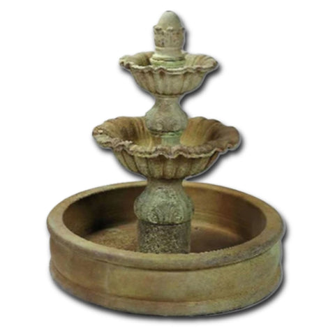 Regina Two Tier with 37inch Pond Outdoor Fountain With Plain White Background