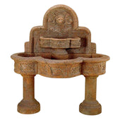 Ricco Deruta Wall Outdoor Fountain with 2 Pedestals With Plain White Background