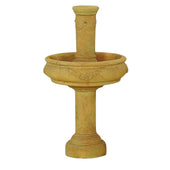 Rosa Column Outdoor Water Fountain with Tall Base With Plain White Background