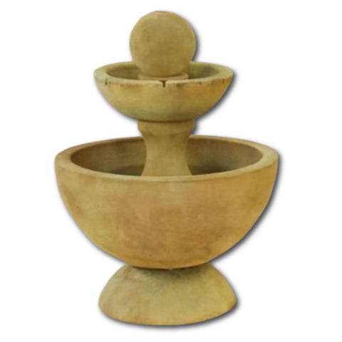 Round Combo Fountain With Spillways With Plain White Background