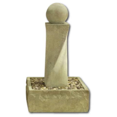 Rustic Mod Twist Fountain With Ball With Plain White Background