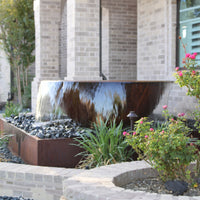 Thumbnail for Rustic Sugar Kettle Powder-Coated Cast Iron Fountain Water Flowing  With Brick Wall House And Flowers