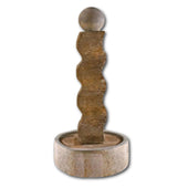 Rustic Wave Fountain With Ball With Plain White Background