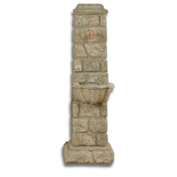 Rustichella Outdoor Water Fountain Configured For Spout Feature With Plain White Background
