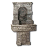 SPQR Outdoor Fountain On Pedestal Base With Roman Styling With Plain White Background