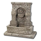 SPQR Outdoor Fountain On Step Base With Roman Crest With Plain White Background