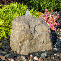 Thumbnail for Sand River Falls Stone Garden Fountain With Ferns Flowers And Small Trees Backdrops