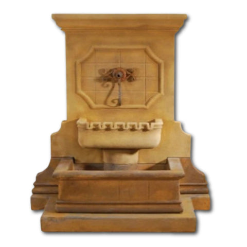 Savonna Wall Fountain With Step For Spout With Plain White Background