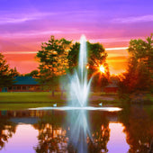 Scott Aerator Atriarch Pond Fountain On The Water At Sunset
