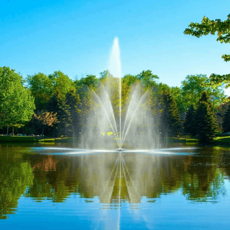 Scott Aerator Clover Pond Fountain On The Water On A Sunny Day