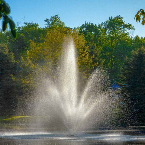 Scott Aerator Triad Fountain With Cambridge Spray Pattern On The Water