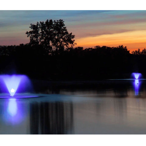 Scott Aerator 14-Color-Changing LED Light Set On Water Display With Purple Lights At Late Night