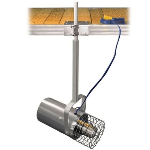 Scott Aerator Aquasweep Muck Blaster Attached To A Dock With A Power Cord Side View