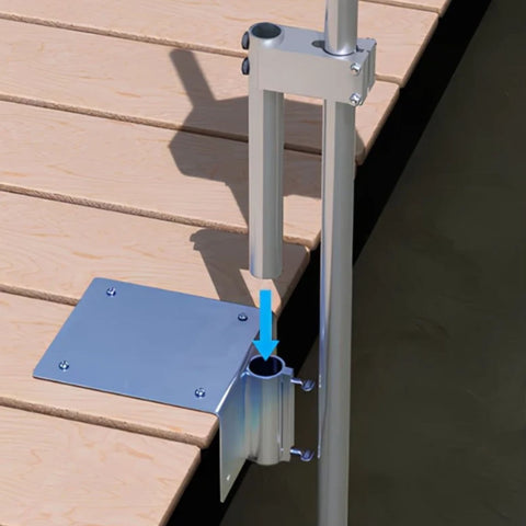 Scott Aerator Dock Mount Quick Release Adapter Detailed View Installed On A Wooden Dock