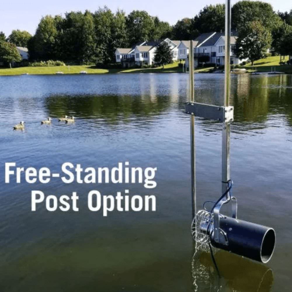 Scott Aerator Muck Blaster In The Water With Free Standing Post Attachment