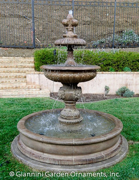 Giannini Garden Piazza Veneta Outdoor Fountain With Lions Piped For Pond