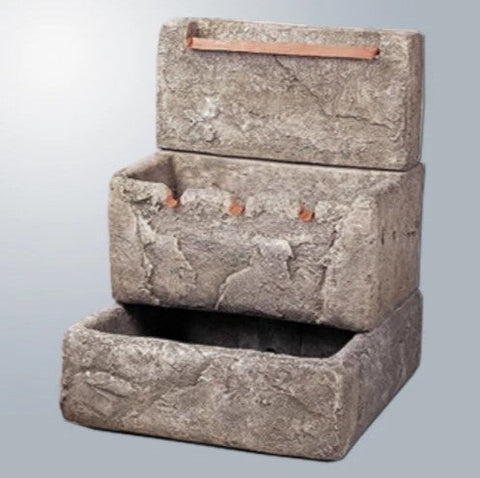 Giannini Garden Three Tier Cistern with Copper Overflow Fountain