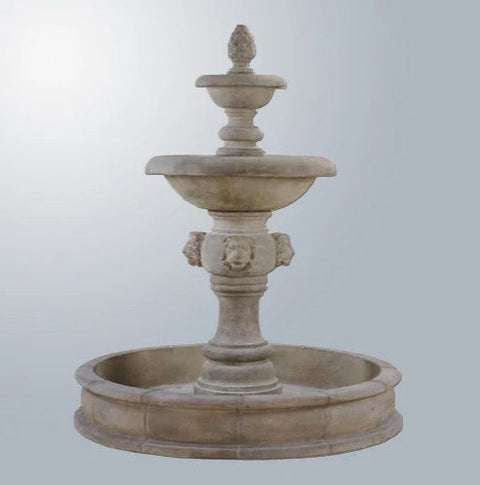 Giannini Garden Quattro Lion Two Tier Pond Fountain