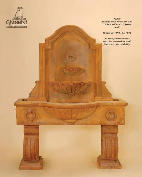 Giannini Garden Anduze Wall Fountain Tall For Spout