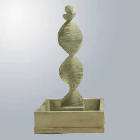 Giannini Garden Water Spiral with Square Bowl and Ball Finial